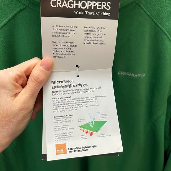 NWT Craghoppers Corey Microfleece Half Zip Pullover Green XL Midlayer Hiking - Picture 5 of 10